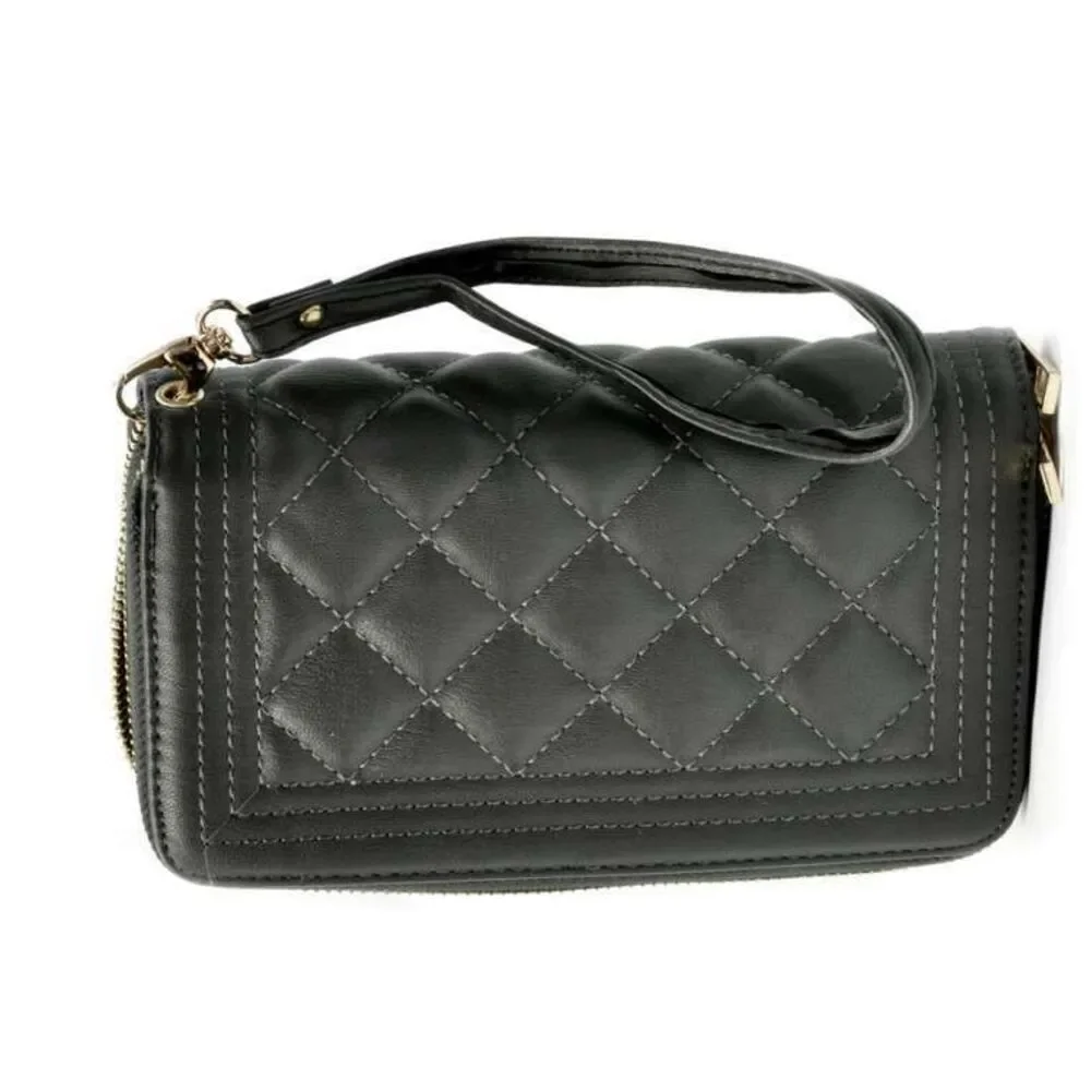 Women Small Crossbody Bag Cellphone Purse Soft Quilted Double layer Zip Around